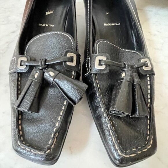 PRADA Tassel Kitten Heel Black Vintage Pumps 37 1/2 - Picture 5 of 17